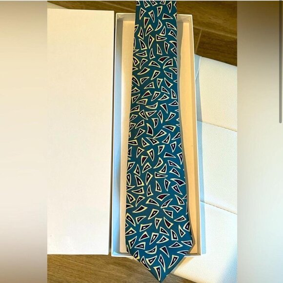 Burberry London Vintage Men's Tie All Silk Classic Nova Check Blue Designer - Picture 1 of 2